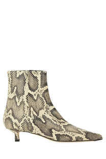 Aeyde women’s Sofie cream and black snake-print ankle boot with a slender heel and leather material