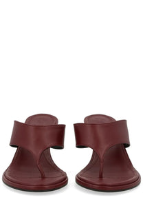 Aeyde women’s thong sandal in burgundy leather with minimalist design and flat sole