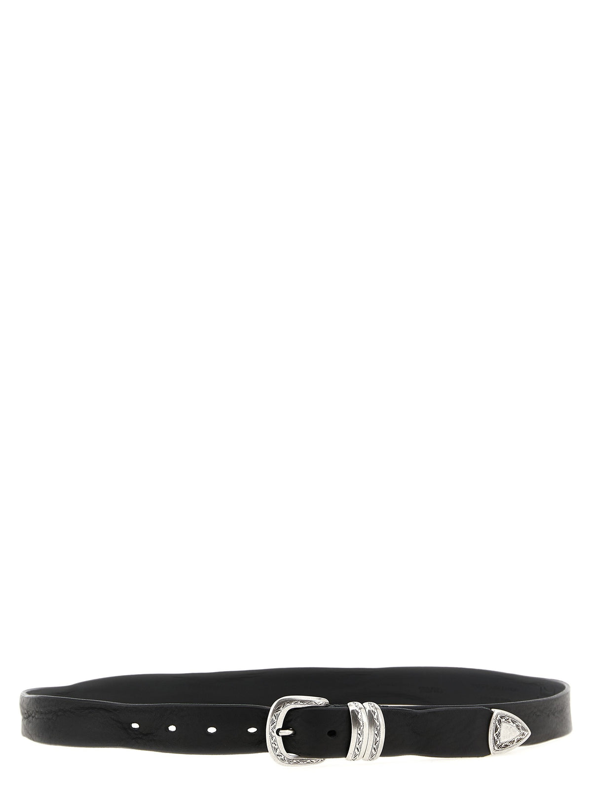 Zerbini Claudio Aged Leather Belt Black