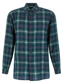 Auralee Airy Wool Check Shirt Green