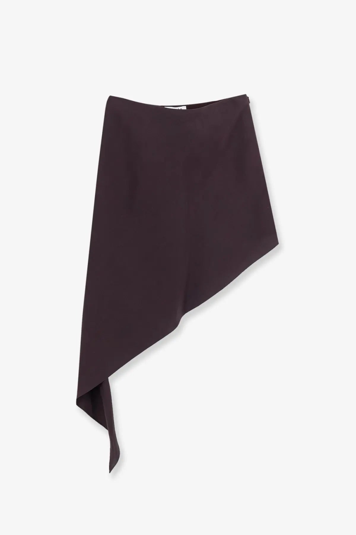 Alaïa women’s purple asymmetric paper and viscose skirt with a smooth satin finish and diagonal slit at the hem