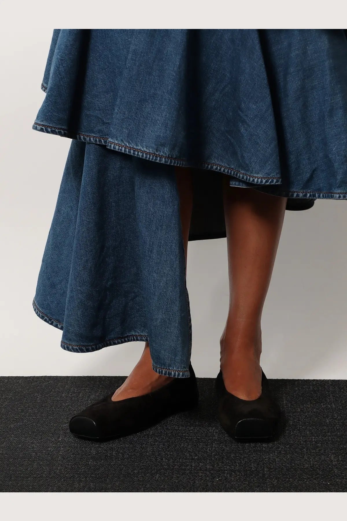 Alaïa women’s black suede ballet flats with square toe and low heel perfect for stylish comfort