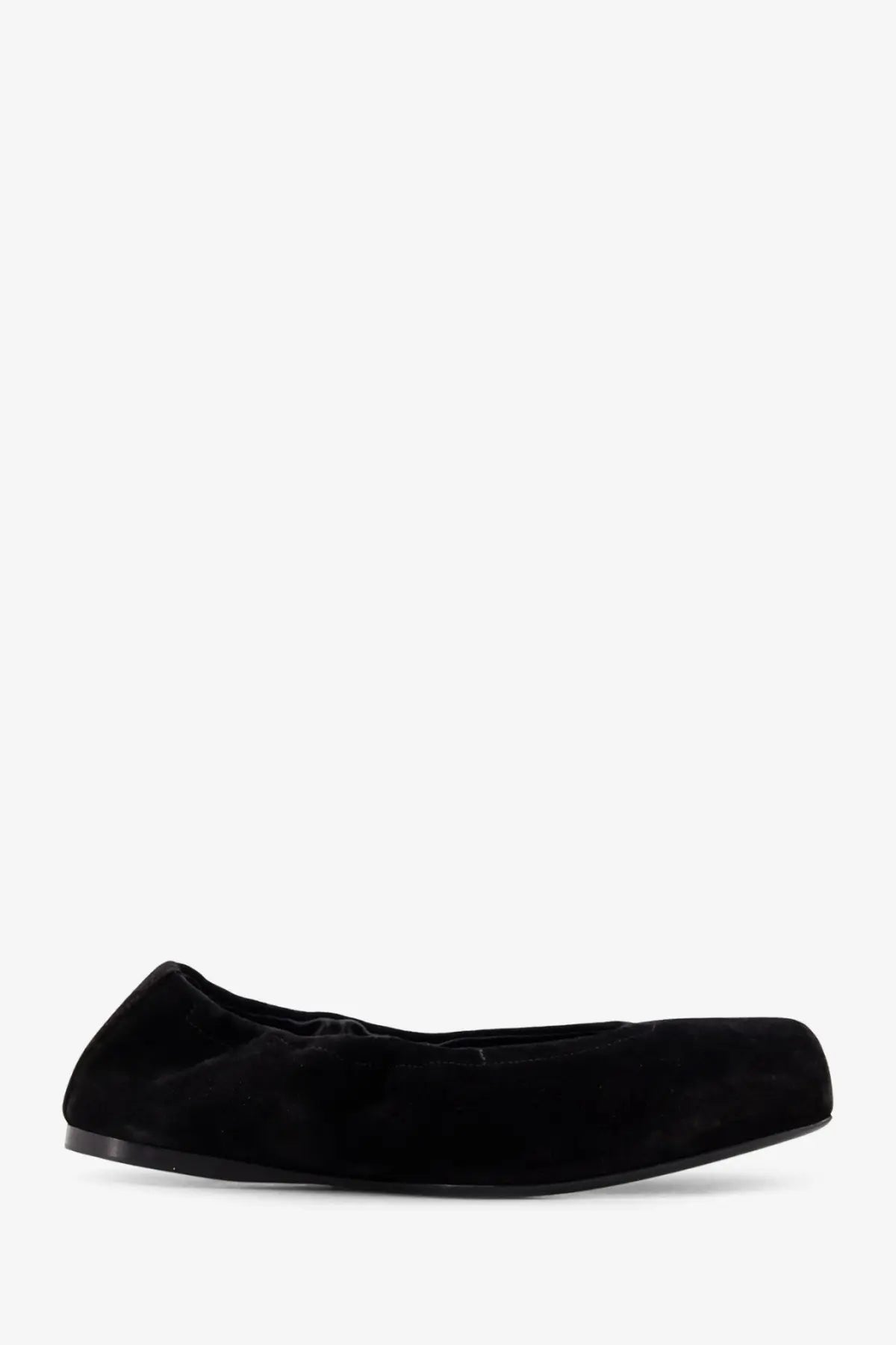 Alaïa women’s black ballet flats with sleek minimalist design soft plush black velvet suede ballerinas