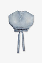 ALAÏA Women's Belted Denim Top Blue, view 2