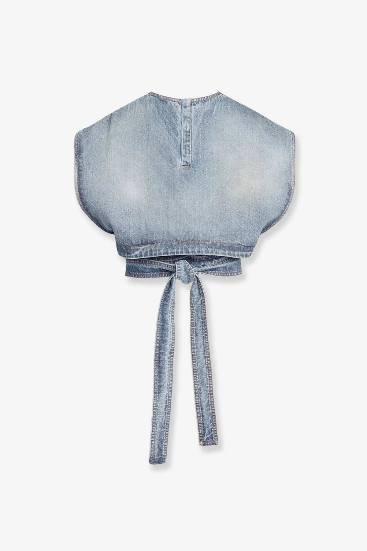ALAÏA Women's Belted Denim Top Blue, view 2