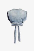 ALAÏA Women's Belted Denim Top Blue