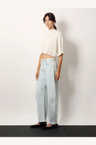 ALAÏA Women's Cropped Cotton Blend Top White, view 3