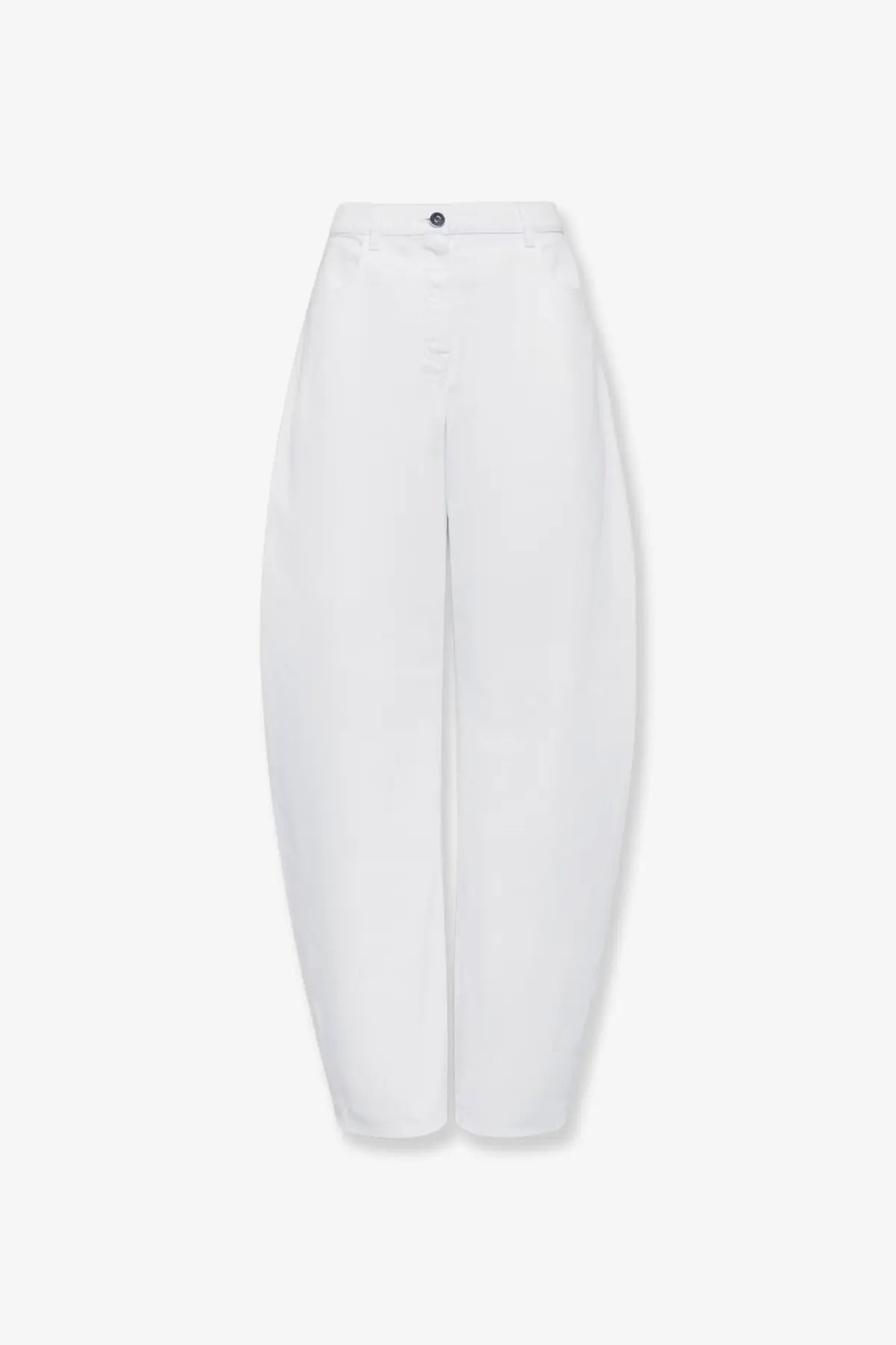 Alaïa women’s white high-waisted denim trousers with a sleek minimalist design and subtle front pleats