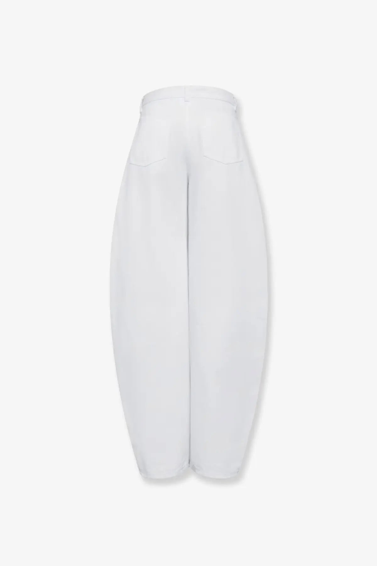 Alaïa women’s white high-waisted wide-leg denim trousers with smooth sleek fabric and subtle stitching details