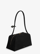 ALAÏA Women's Le Bouledogue Nubuck Shoulder Bag Black, view 4