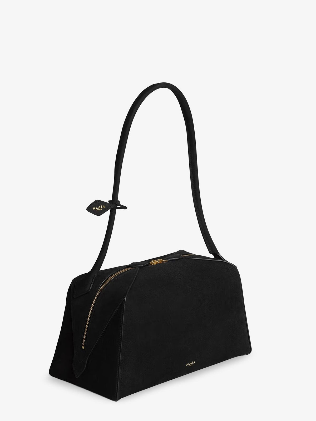 ALAÏA Women's Le Bouledogue Nubuck Shoulder Bag Black, view 4