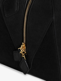 ALAÏA Women's Le Bouledogue Nubuck Shoulder Bag Black, view 5