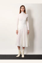 ALAÏA Women's Long Wool Dress White, view 2