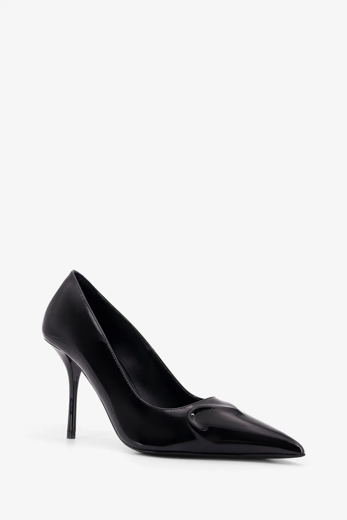 Alaïa women’s patent leather decolleté black pointed-toe pump with slender stiletto heel and glossy finish