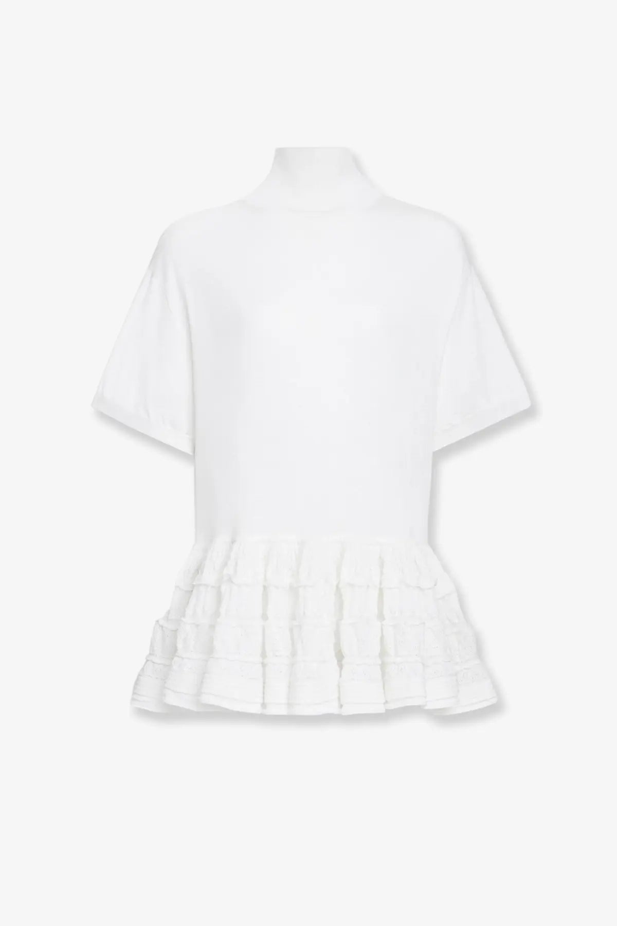 ALAÏA Women's Peplum Virgin Wool Sweater White