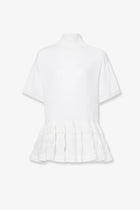 ALAÏA Women's Peplum Virgin Wool Sweater White, view 4