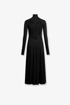 ALAÏA Women's Viscose Long Heart Dress Black, view 4