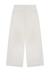Alberta Ferretti women’s cream wide-leg trousers in twill di viscosa with a clean minimalist design