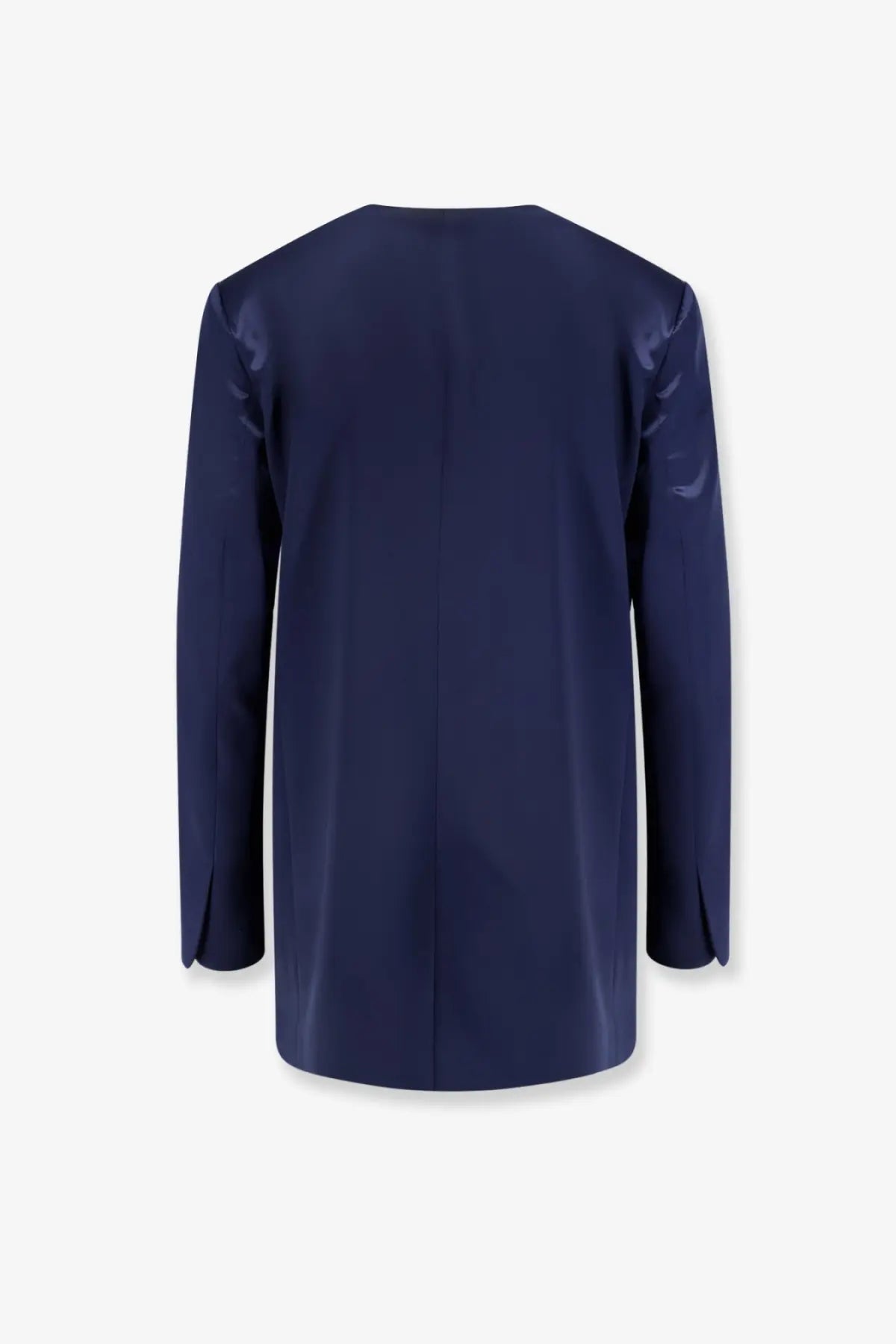 Alberta Ferretti women’s satin blazer in sleek navy blue with a smooth glossy finish and subtle sheen