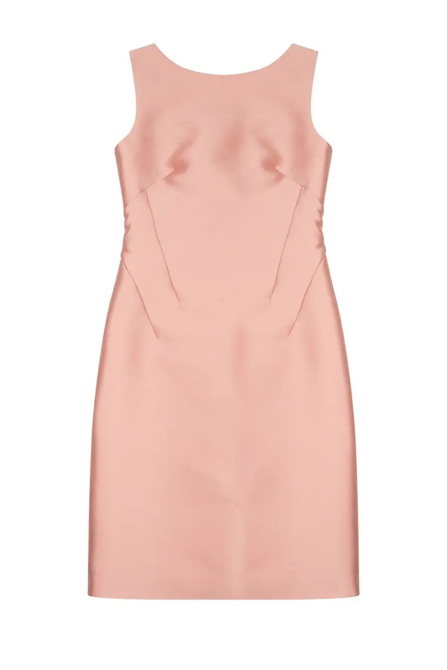 Alberta Ferretti women’s sleeveless pink satin midi dress with fitted silhouette and subtle side seam detailing