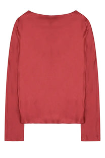 Alberta Ferretti women’s silk blend blouse in blue with a sleek satin finish and relaxed fit long sleeves