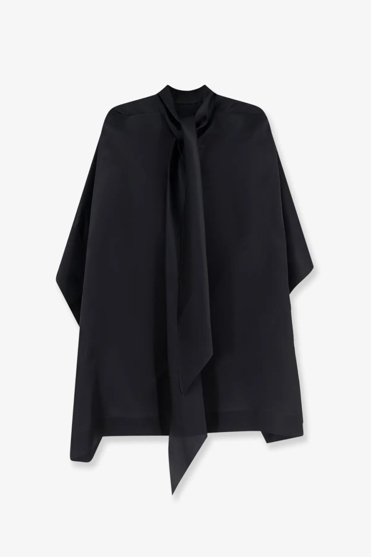 Alberta Ferretti women’s black silk cape with draped front and asymmetrical hem for elegant layering