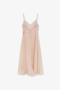 Alberta Ferretti women’s silk slip dress in soft blush pink with delicate spaghetti straps and subtle v-neckline