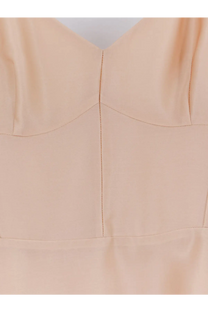 Alberta Ferretti women’s silk dress beige in soft peach with smooth flowing fabric and subtle seam detailing