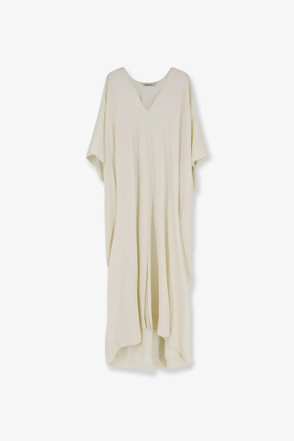 Cream-colored Alberta Ferretti womens viscose long kaftan dress with v-neck and wide sleeves in loose fit
