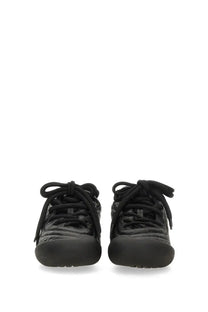 Alexander McQueen men’s flexion sneaker black with black crocodile embossed leather and matching laces