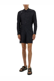 Alexander mcqueen men’s blue harness shirt with long sleeves button-up front collar and structured fit