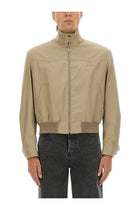 Alexander McQueen Men's Harrington Cropped Jacket Beige