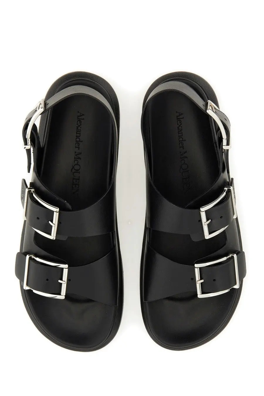 Alexander McQueen Men's Leather Sandal Black, view 6