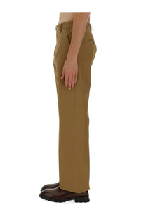 Alexander McQueen men’s khaki beige chino trousers with a classic fit and subtle stitching details