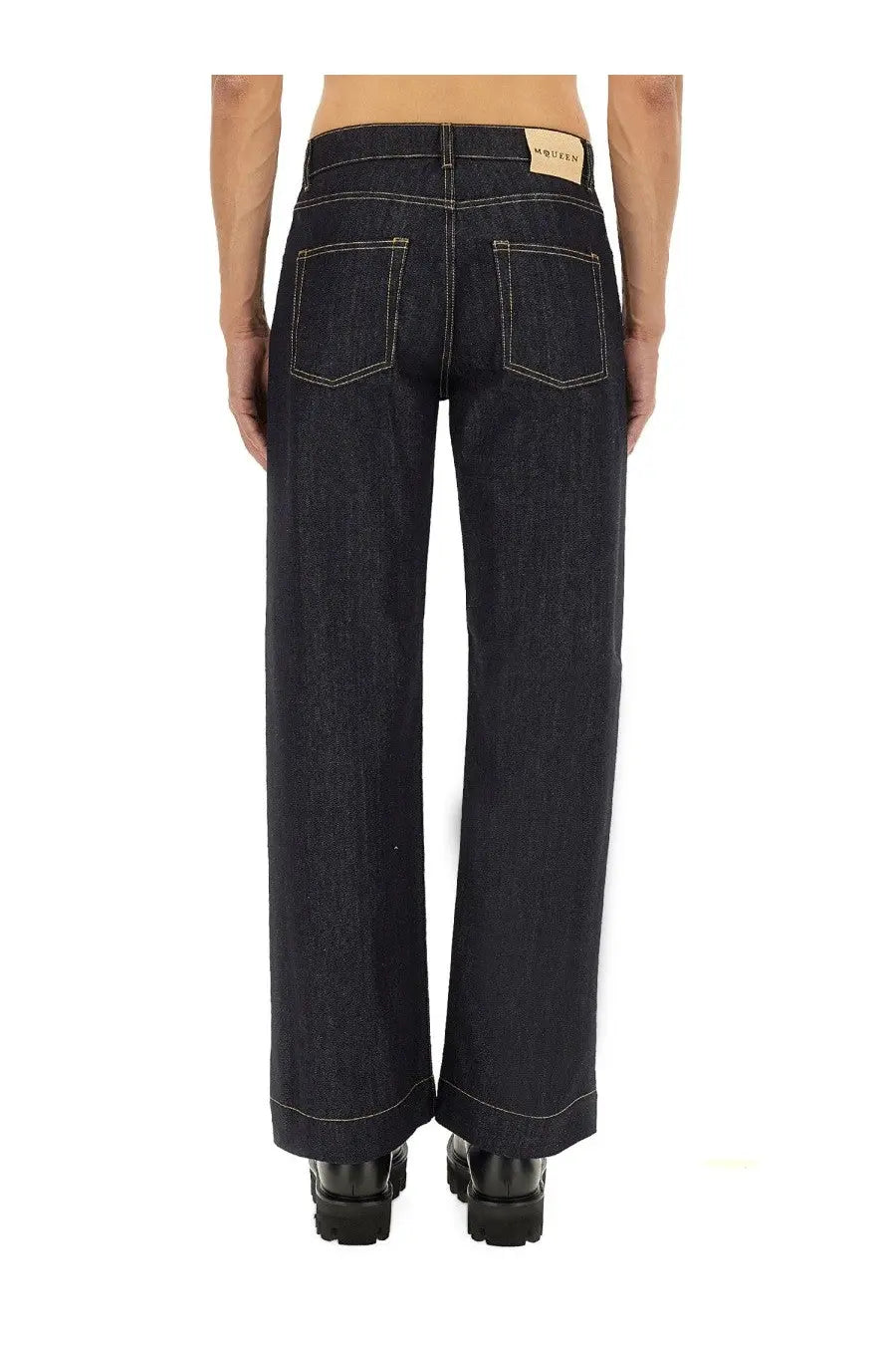 Alexander McQueen Men's Wide Leg Jeans Blue, view 3