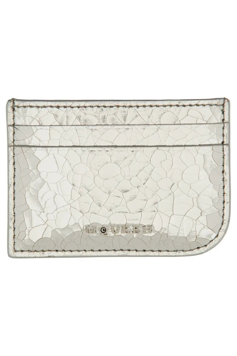 Alexander McQueen Women's Leather Card Holder Silver