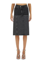 Alexander McQueen Women's Two Tone Denim Skirt Black