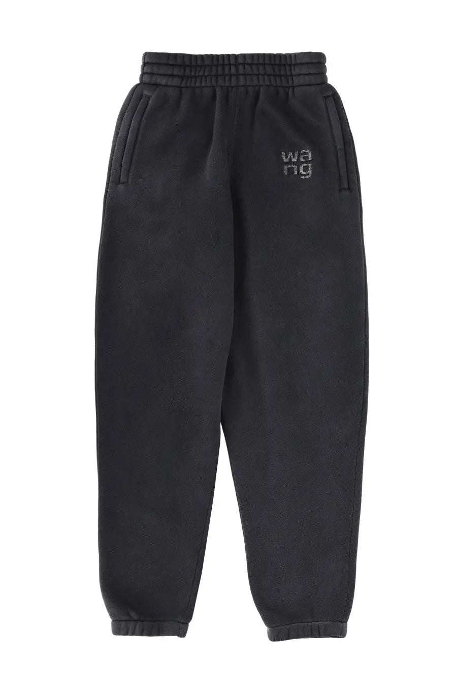 Alexander Wang black jogger pants with subtle wang logo on left thigh