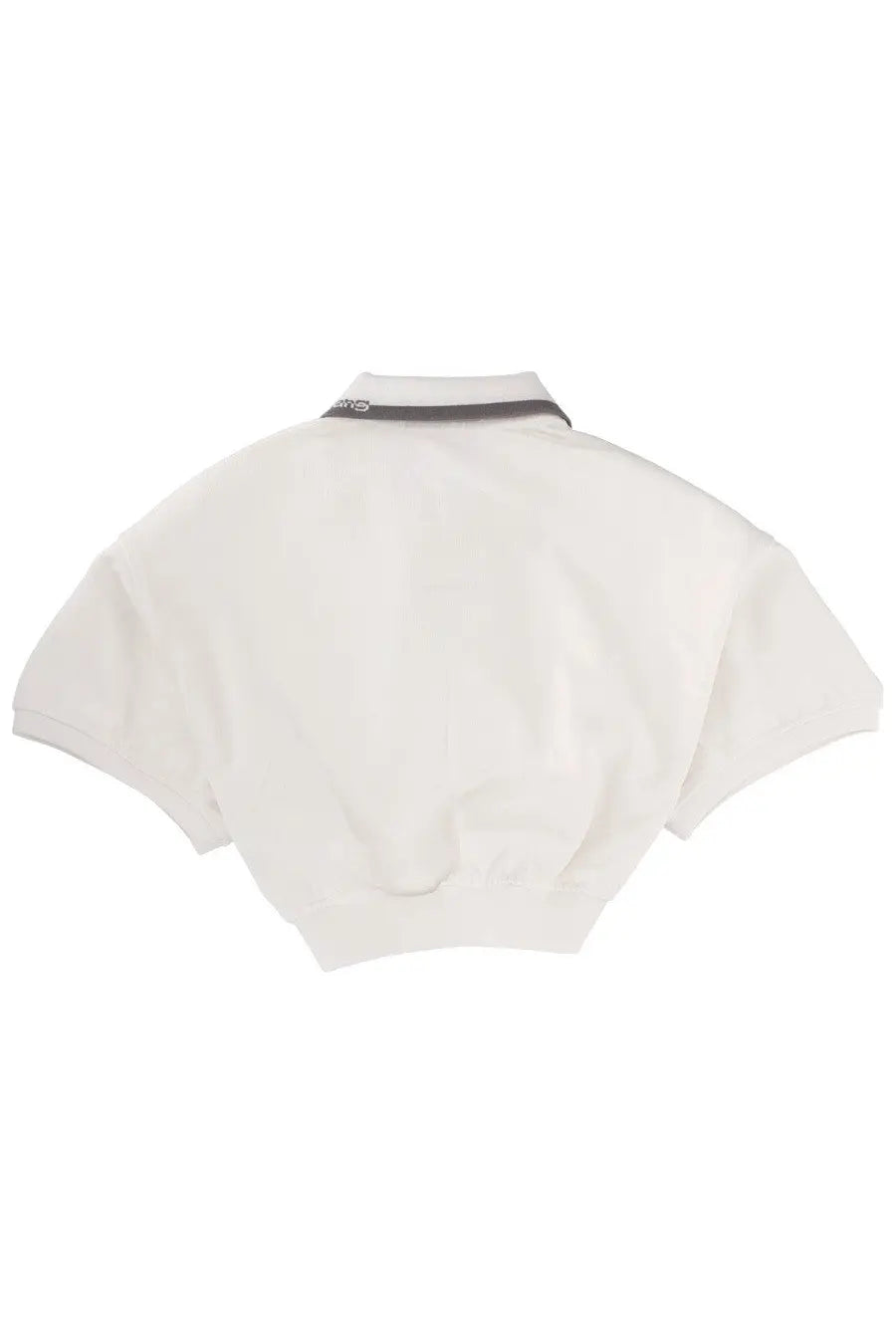 Alexanderwang women’s white cotton polo shirt with contrasting dark gray collar trim and cropped fit