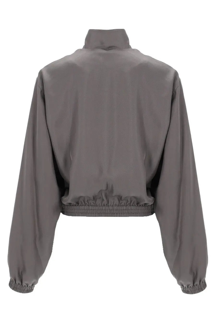 Alexanderwang women’s gray cropped bomber jacket with elastic cuffs and waistband in lightweight fabric