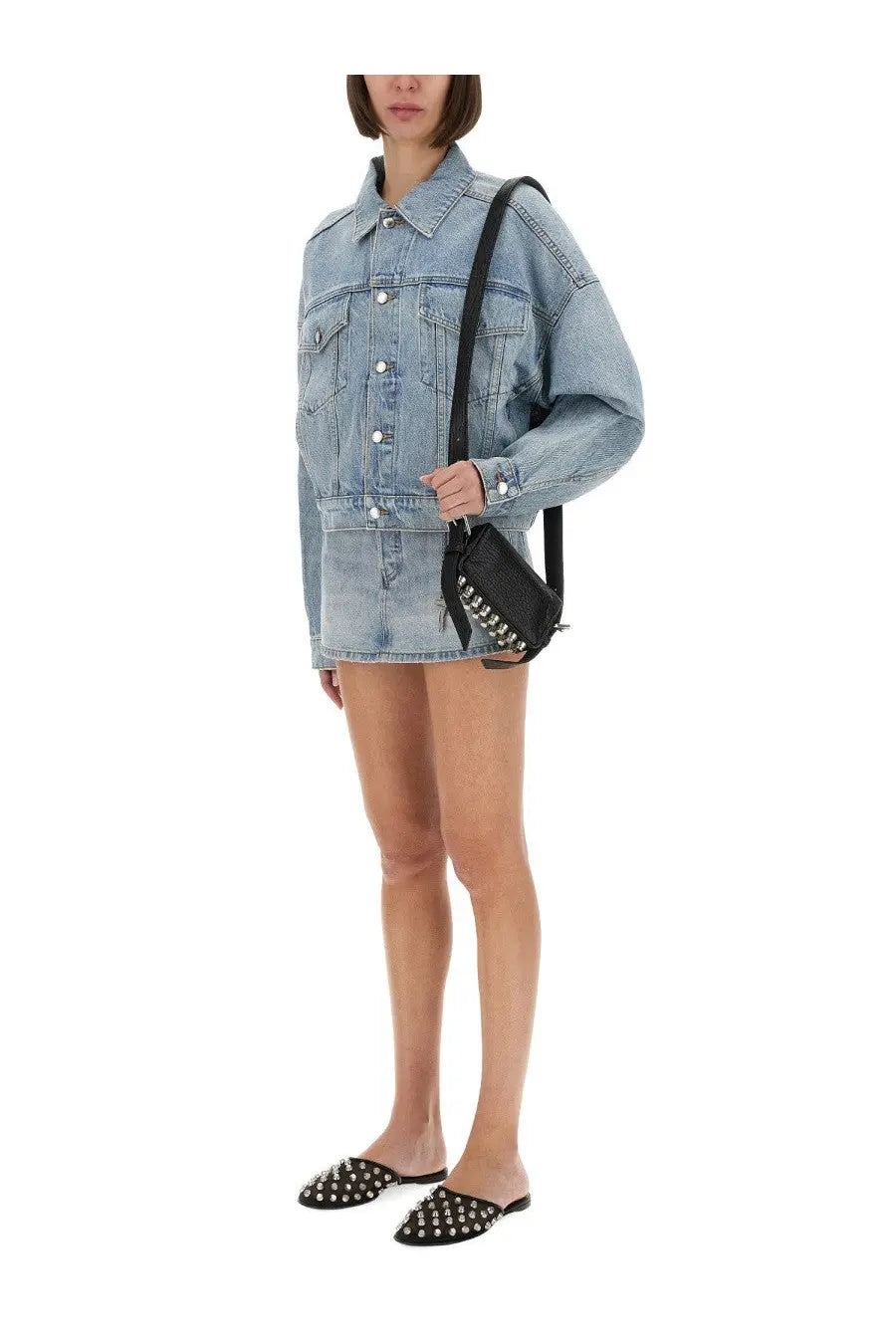 alexanderwang Women's Denim Clip on Trucker Jacket Blue, view 2