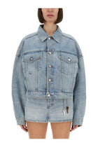 alexanderwang Women's Denim Clip on Trucker Jacket Blue