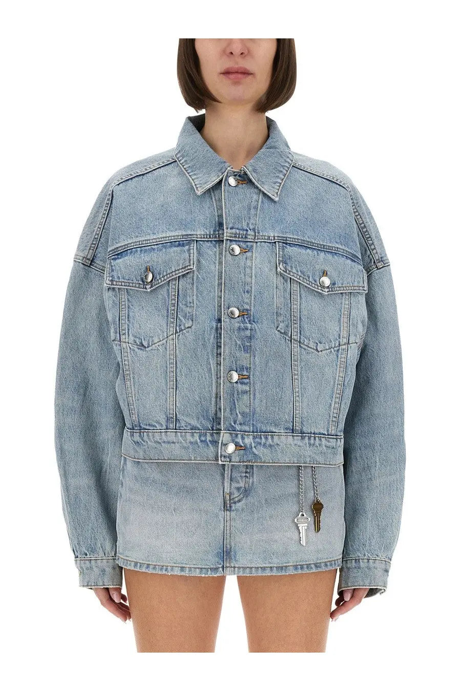 alexanderwang Women's Denim Clip on Trucker Jacket Blue