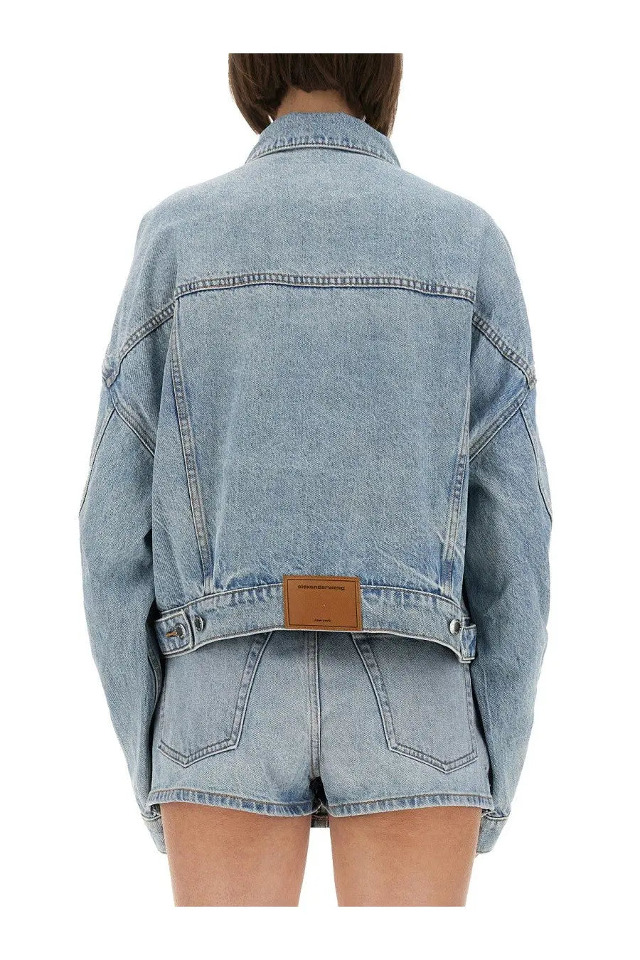 alexanderwang Women's Denim Clip on Trucker Jacket Blue, view 3