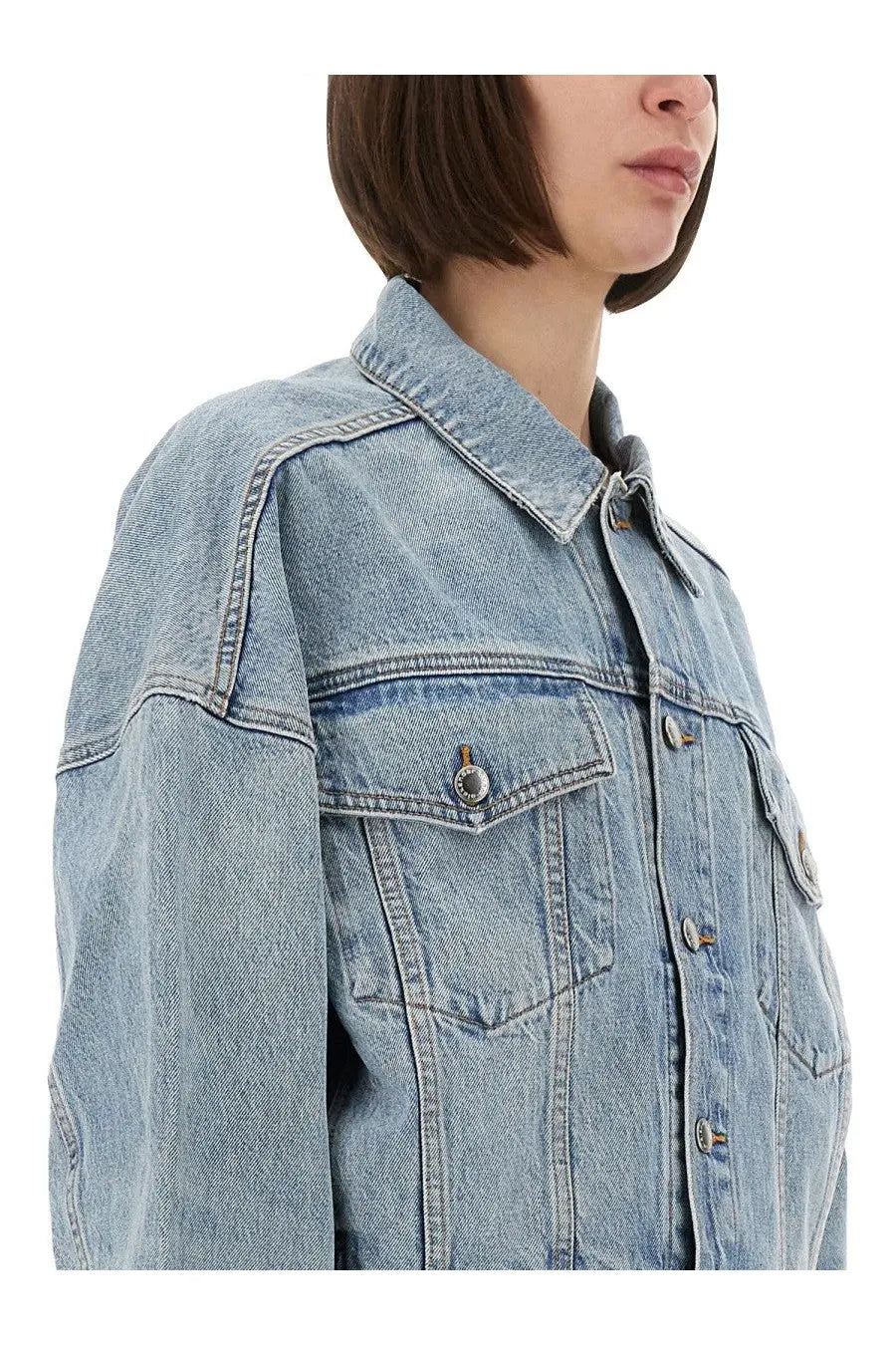 alexanderwang Women's Denim Clip on Trucker Jacket Blue, view 4