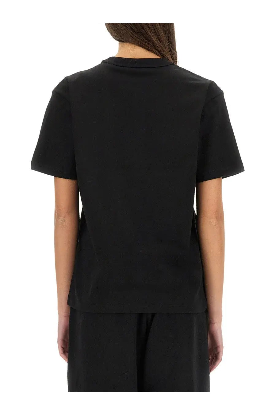 Black alexanderwang women’s essential shirt with short sleeves crew neck and relaxed fit in soft cotton material