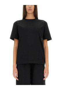 Alexanderwang women’s essential black short-sleeved t-shirt with subtle logo on the left sleeve