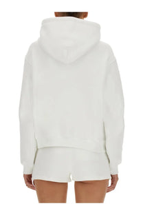 Alexanderwang women’s essential sweatshirt white oversized hoodie with soft relaxed fit and ribbed cuffs