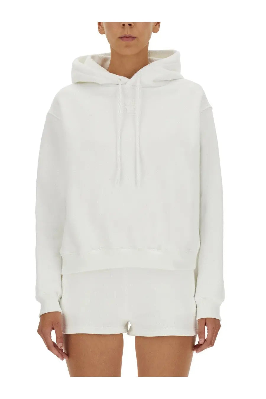 Alexanderwang women’s essential sweatshirt white oversized hoodie with soft relaxed fit and matching drawstrings