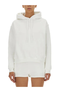 Alexanderwang women’s essential sweatshirt white oversized hoodie with soft relaxed fit and matching drawstrings